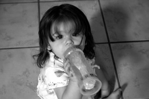 toddler with bottle